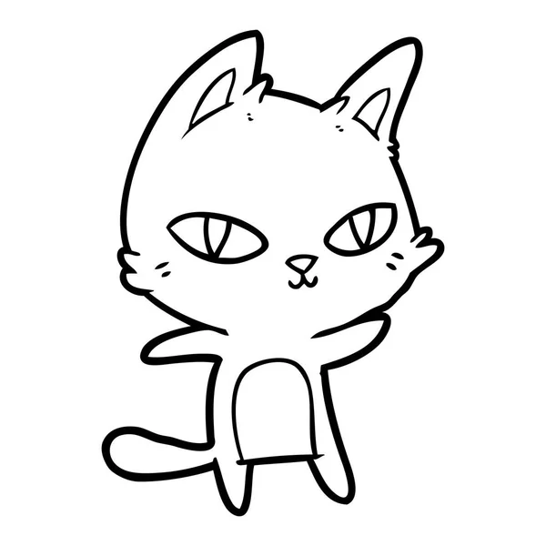 Vector Ilustración Dibujos Animados Gato Mirando — Vector de stock