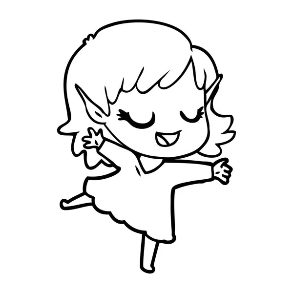 Mutlu Karikatür Elf Kızı — Stok Vektör