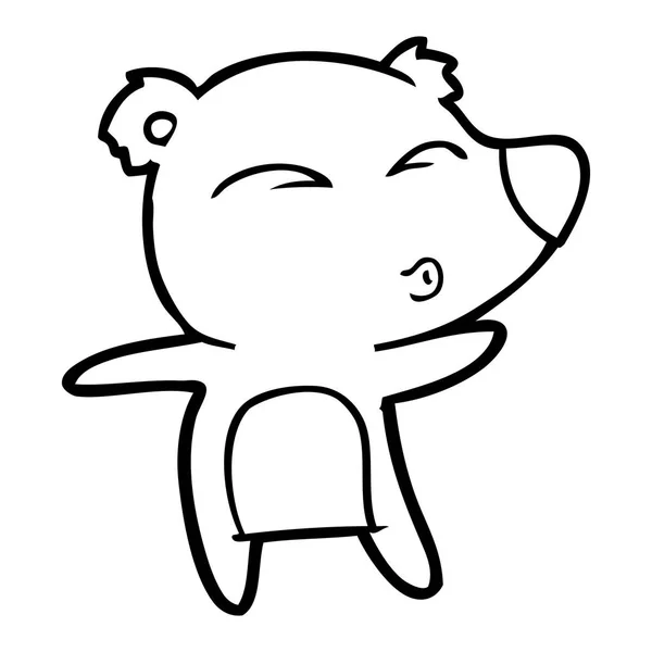 Ilustração Vetorial Urso Assobiando Desenhos Animados — Vetor de Stock