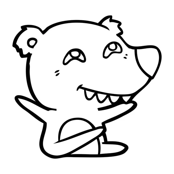 Orso Dei Cartoni Animati Che Mostra Denti — Vettoriale Stock