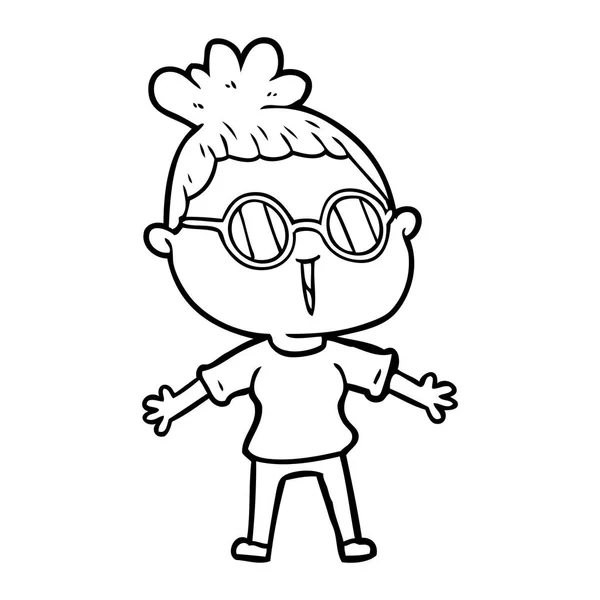 Mulher Dos Desenhos Animados Usando Óculos — Vetor de Stock