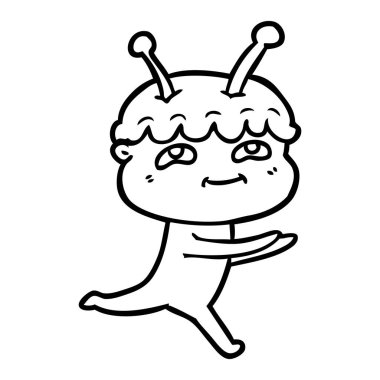 çalışan dostu karikatür uzay adamı