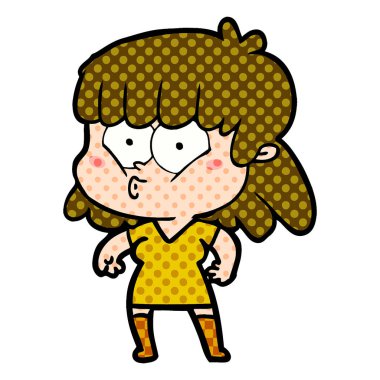 vektör çizim karikatür kız ıslık