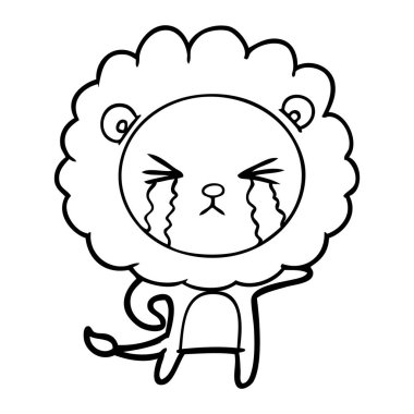 vektör çizim aslan ağlıyor çizgi film