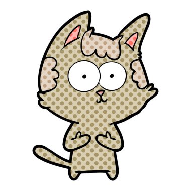 vektör çizim karikatür mutlu kedi