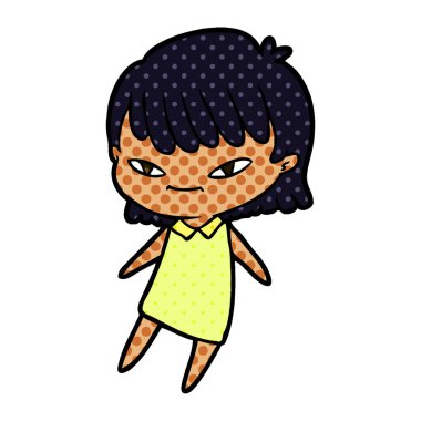 Çizgi filmdeki kadının vektör çizimi