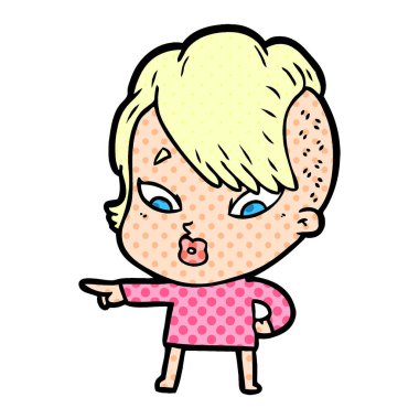 çizgi film sürpriz kız işaret