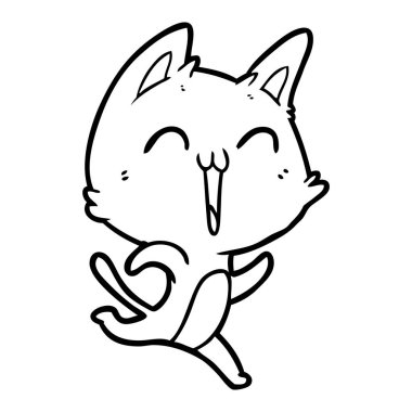 vektör çizim karikatür mutlu kedi