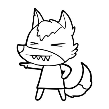 vektör çizim öfkeli wolf çizgi film