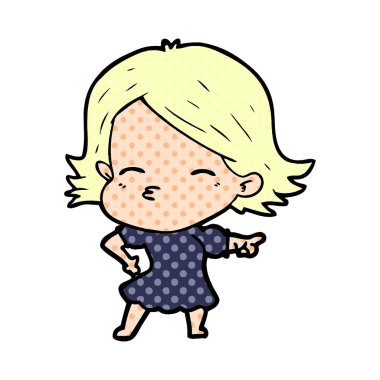 Çizgi filmdeki kadının vektör çizimi