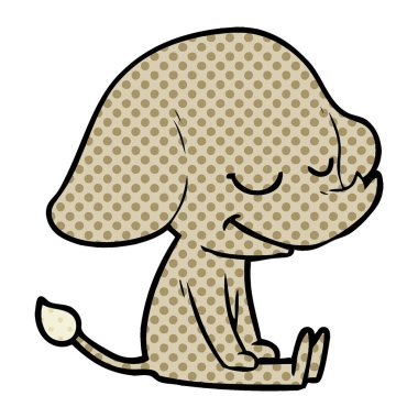 vektör çizim karikatür fil gülümseyen