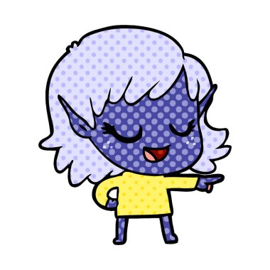 işaret mutlu karikatür elf kızı