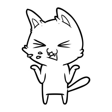 vektör çizim karikatür kedi tıslama