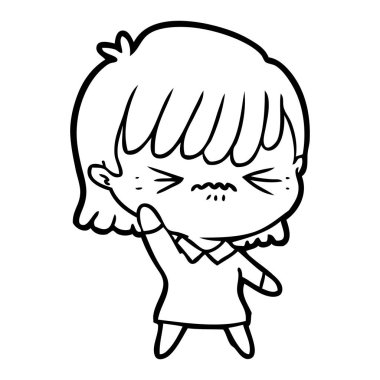 rahatsız çizgi film kız vektör çizim