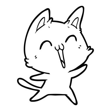 vektör çizim karikatür mutlu kedi