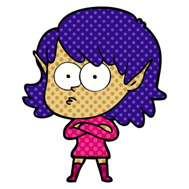 çizgi film elf kızı bakıyordu