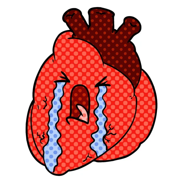 Vector Illustration Cartoon Heart Crying — Stock Vector