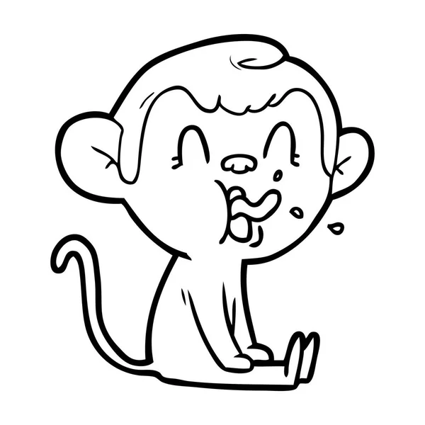 Τρελό Κινουμένων Σχεδίων Μαϊμού Κάθεται — Διανυσματικό Αρχείο