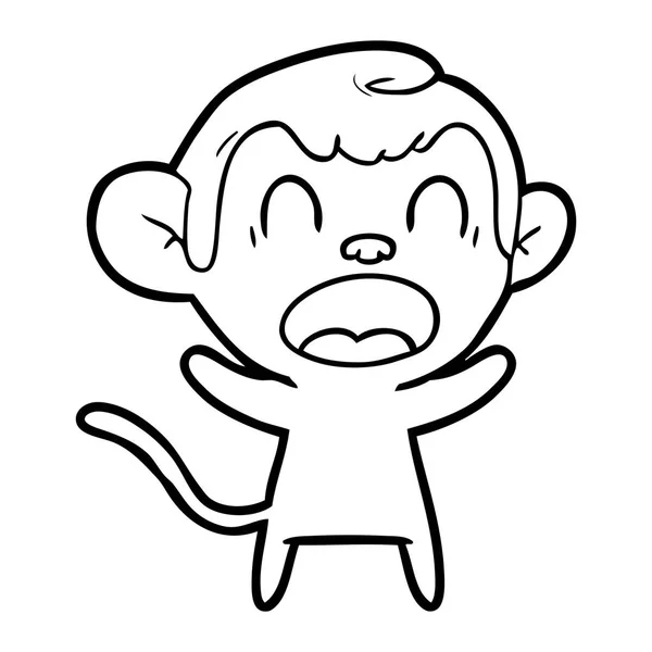 Vector Illustration Shouting Cartoon Monkey — Stock Vector