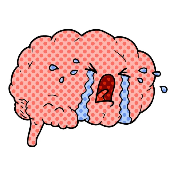 Εικονογράφηση Διάνυσμα Καρτούν Εγκεφάλου Κλάμα — Διανυσματικό Αρχείο