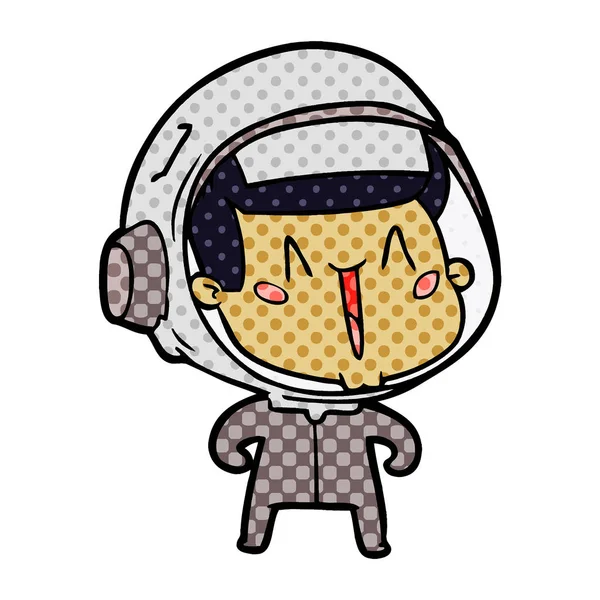 Illustration Vectorielle Astronaute Heureux Dessin Animé — Image vectorielle