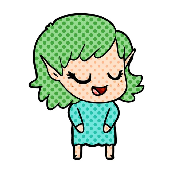 Glücklich Cartoon Elfen Mädchen — Stockvektor