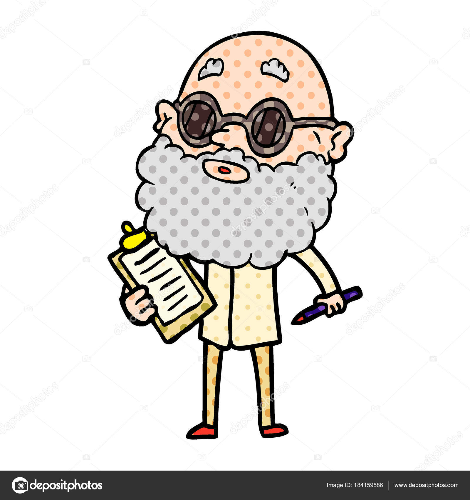 Uomo Sole Barba Occhiali Fumetto Con Curioso Del rHaqzrZ