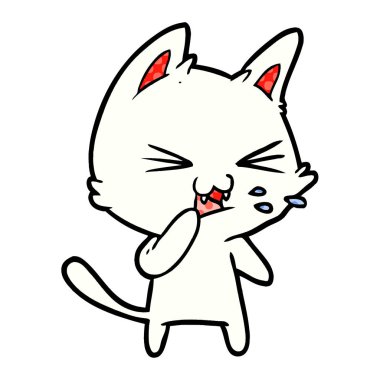 vektör çizim karikatür kedi tıslama