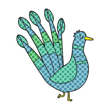 vektör çizim karikatür tavus kuşu