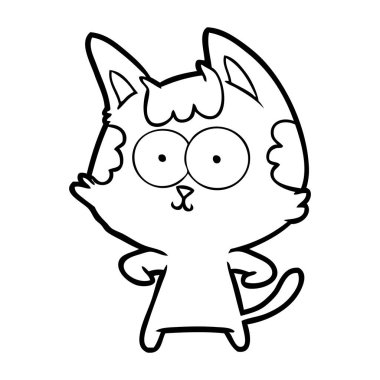 vektör çizim karikatür mutlu kedi