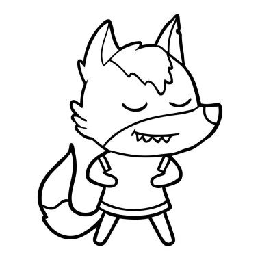 vektör çizim dostu karikatür kurt