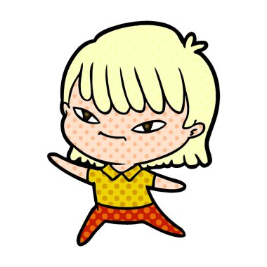 Çizgi filmdeki kadının vektör çizimi