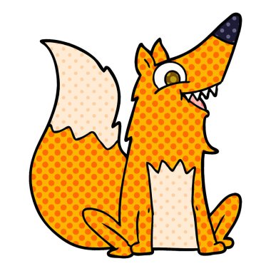 Vektör çizim karikatür mutlu Fox