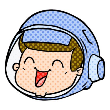 karikatür mutlu astronot yüz