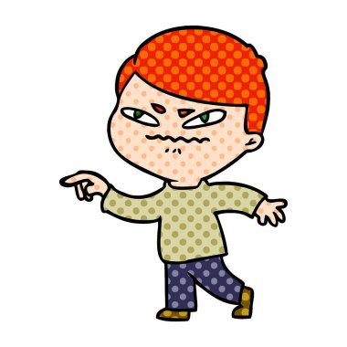 Çizgi filmdeki kızgın adam işaret ediyor