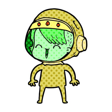 mutlu karikatür alan kız