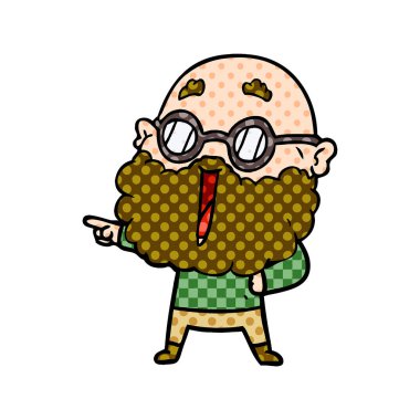 çizgi film neşeli adam sakal işaret parmağı