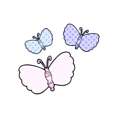 Çizgi film kelebeklerinin vektör çizimi