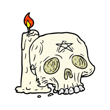 Çizgi Film ürkütücü kafatası ve mum