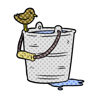 karikatür kuş su kova içine arıyorum