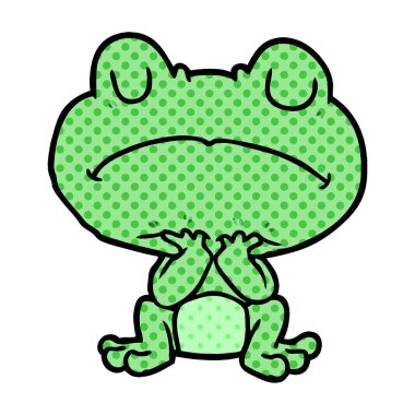 sabırla bekleyen karikatür kurbağa