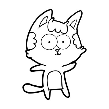 vektör çizim karikatür mutlu kedi