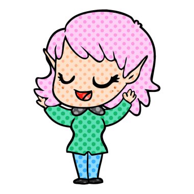 mutlu karikatür elf kızı