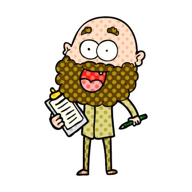 karikatür mutlu delinin notlar için sakal ve klibi kurulu ile