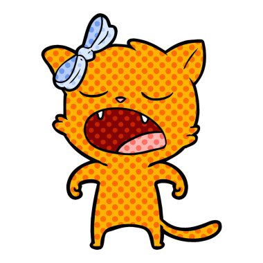 vektör çizim karikatür esneme kedi