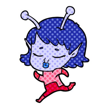 vektör çizim karikatür uzaylı kız