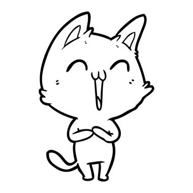 vektör çizim karikatür mutlu kedi
