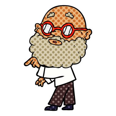 çizgi film meraklı adam sakal ve gözlük