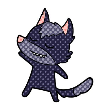 vektör çizim dostu karikatür kurt