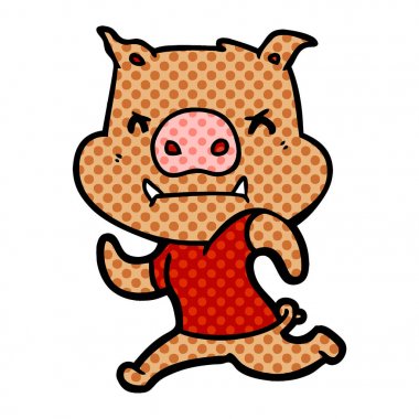 çalışan kızgın çizgi film domuz